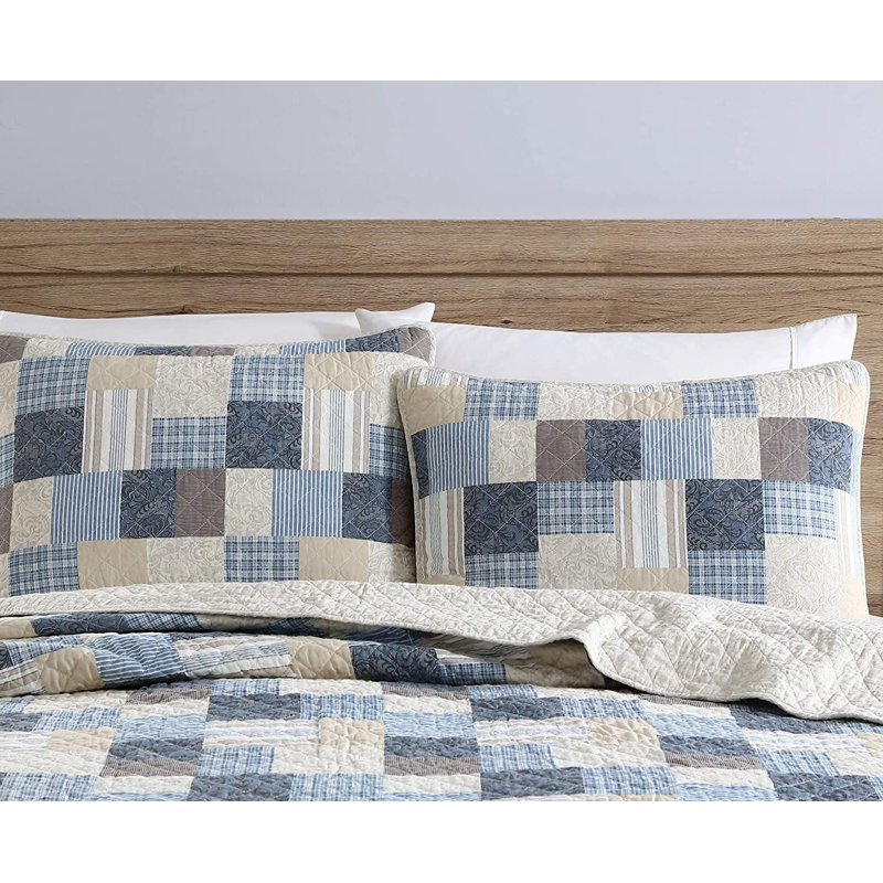 Douglas Cotton Patchwork Quilt, King Quilt + 2 Shams