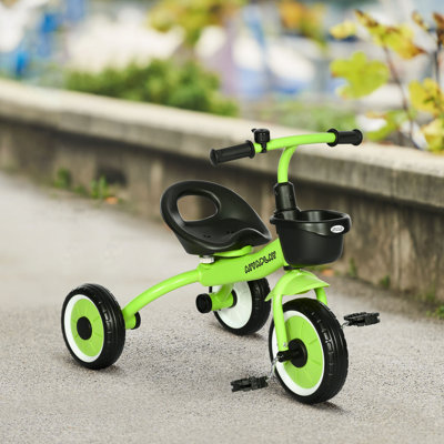 Tricycle pour enfants de 2 à 5 ans avec siège réglable, vélo pour tout-petits pour enfants avec panier, sonnette, poignées de guidon