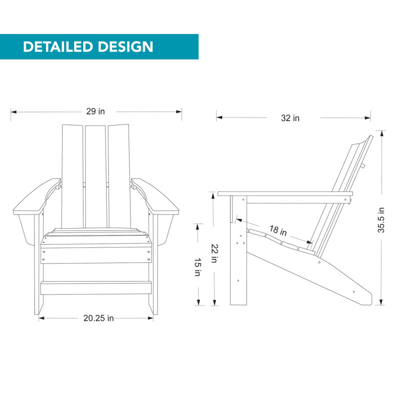 Jeo Outdoor Modern Adirondack Chair, Turquoise