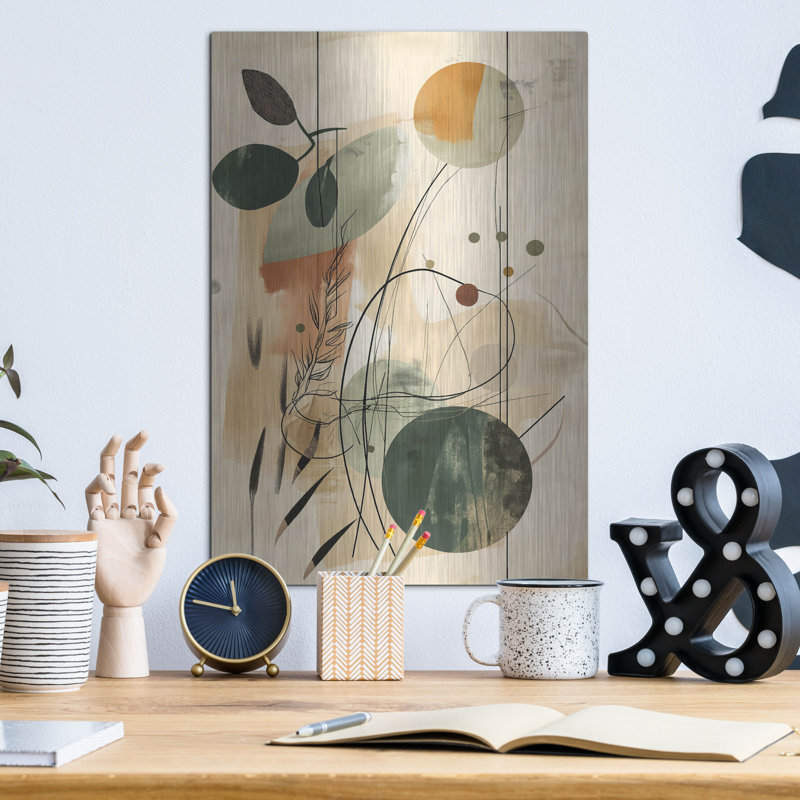 «Abstract Beige No 2» par Andreas Magnusson, art mural en métal, 12 po x 16 po