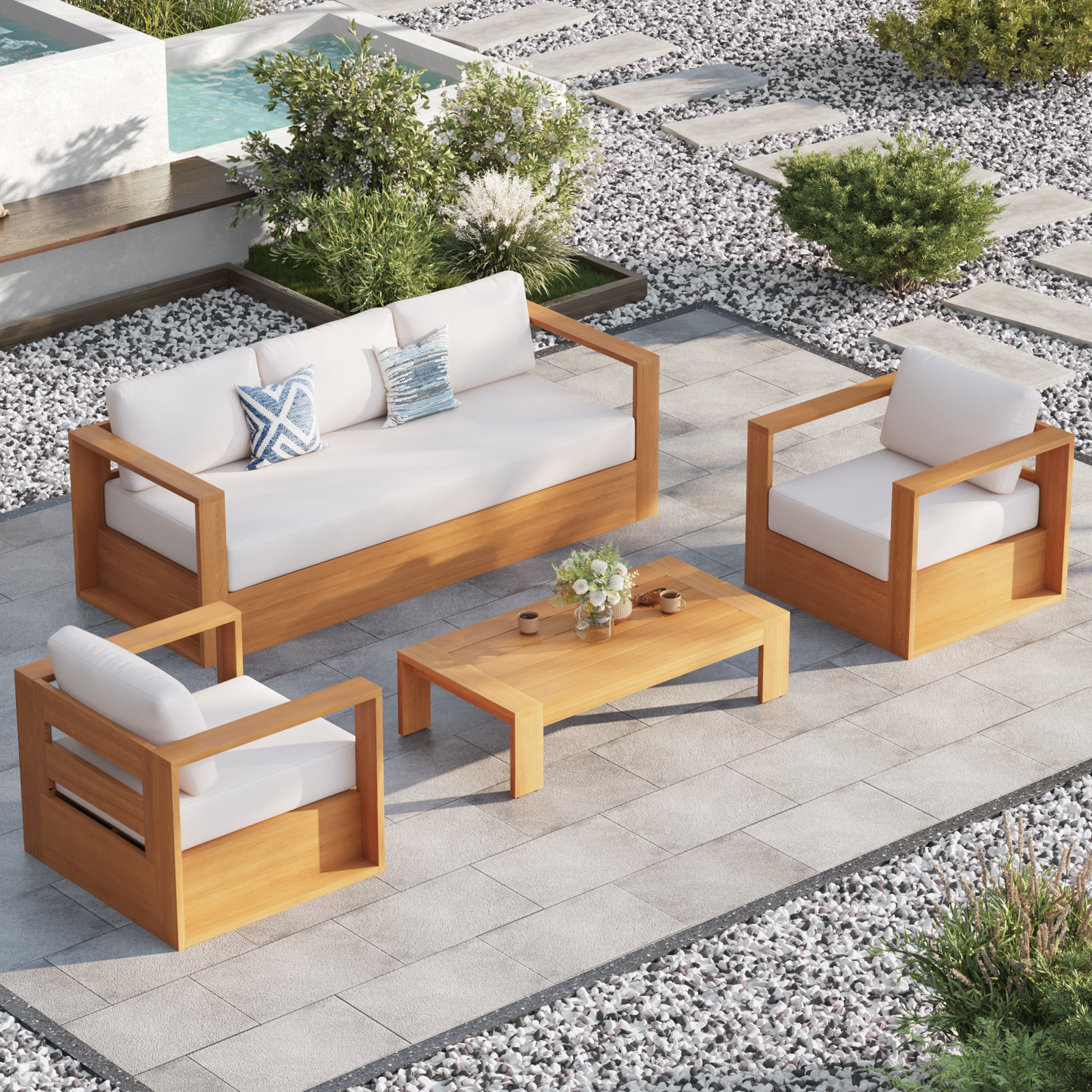 Emmett 5-Person Eucalyptus Patio Seating Group