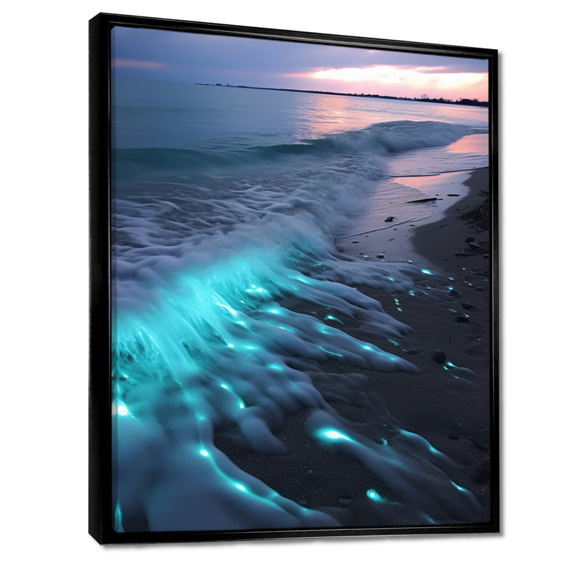 «Bioluminescence Algae Sunset Breaking Waves - Beach & Ocean», art mural, H 20 po x l 12 po x P 1 po
