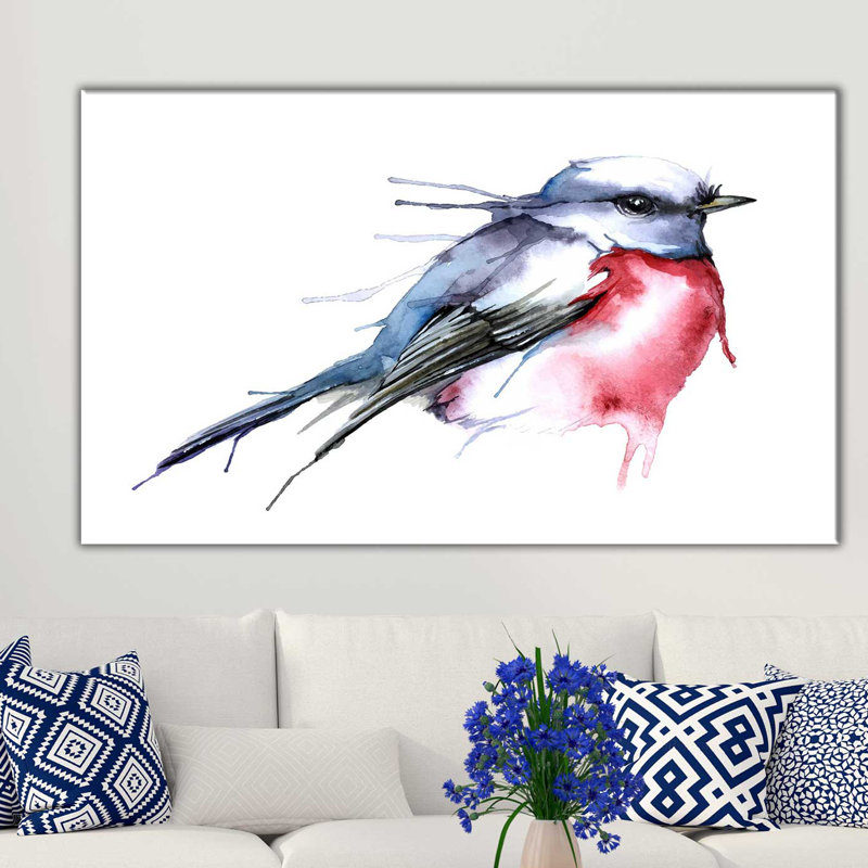 " Watercolor Bird ", 18" H x 30" W x 1" D