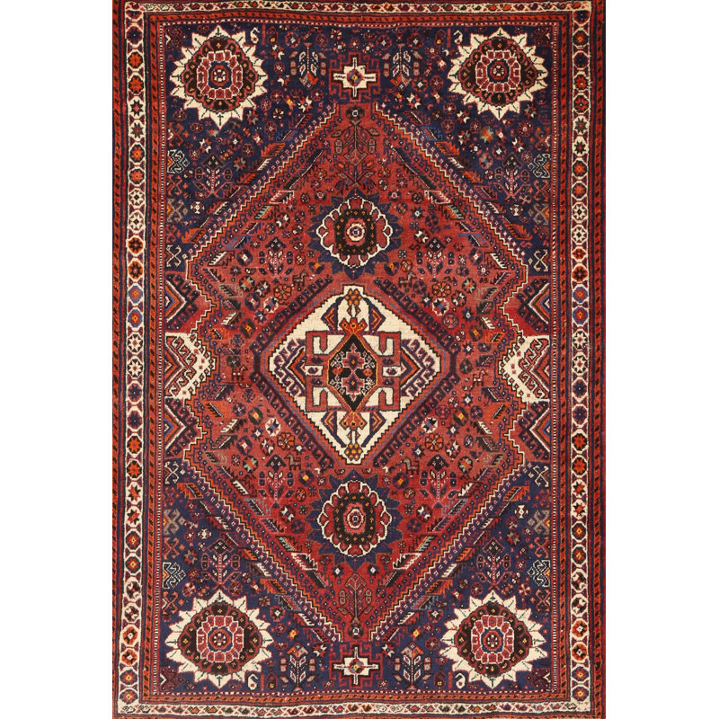 Tapis traditionnel beige / rouge / bleu Eraclio, Rectangle 5 pi x 7 pi