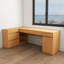 Bureau simple en L en bois massif avec armoires de rangement-586196530