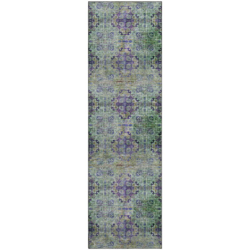 Premium Machine Washable Cerrito AMF557 Purple Rug, Runner 2'3" x 7'6"