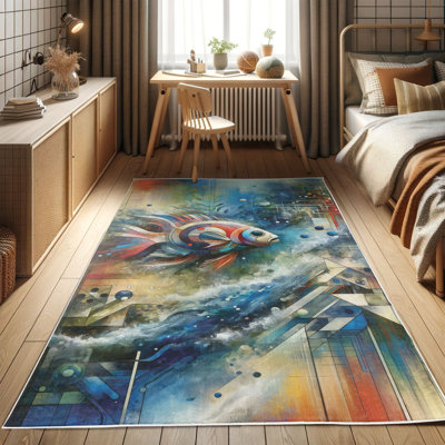 Machine Printed 177cm X 122cm Area Rug