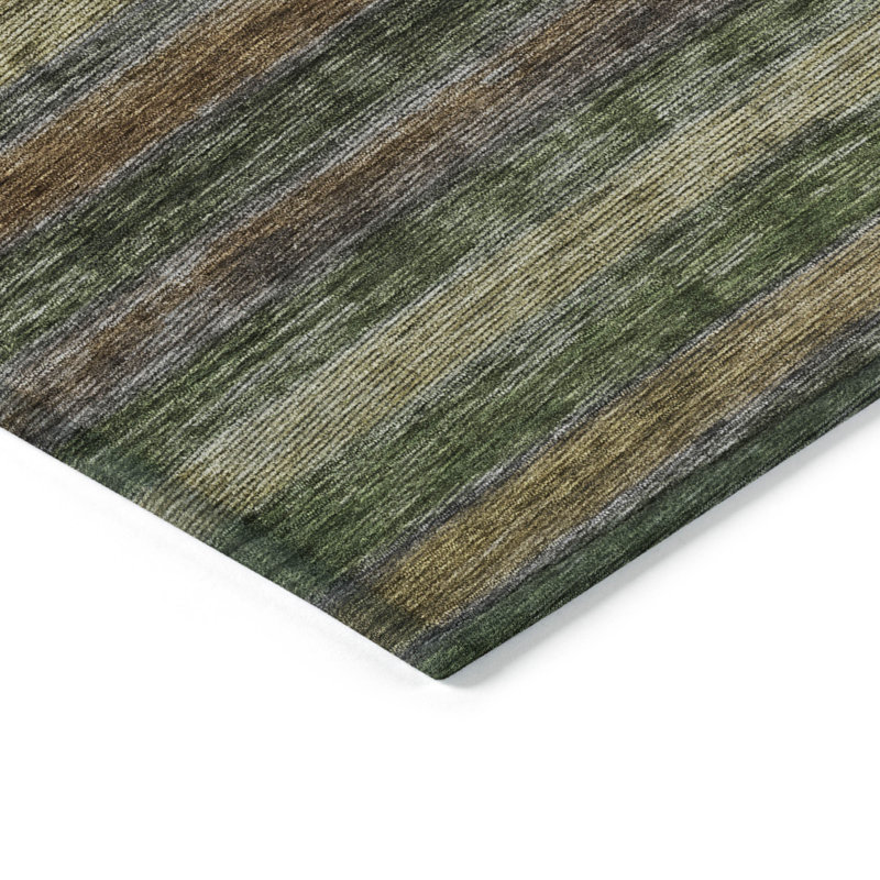 Tapis intérieur lavable rayé brun et gris 3 pi x 5 pi