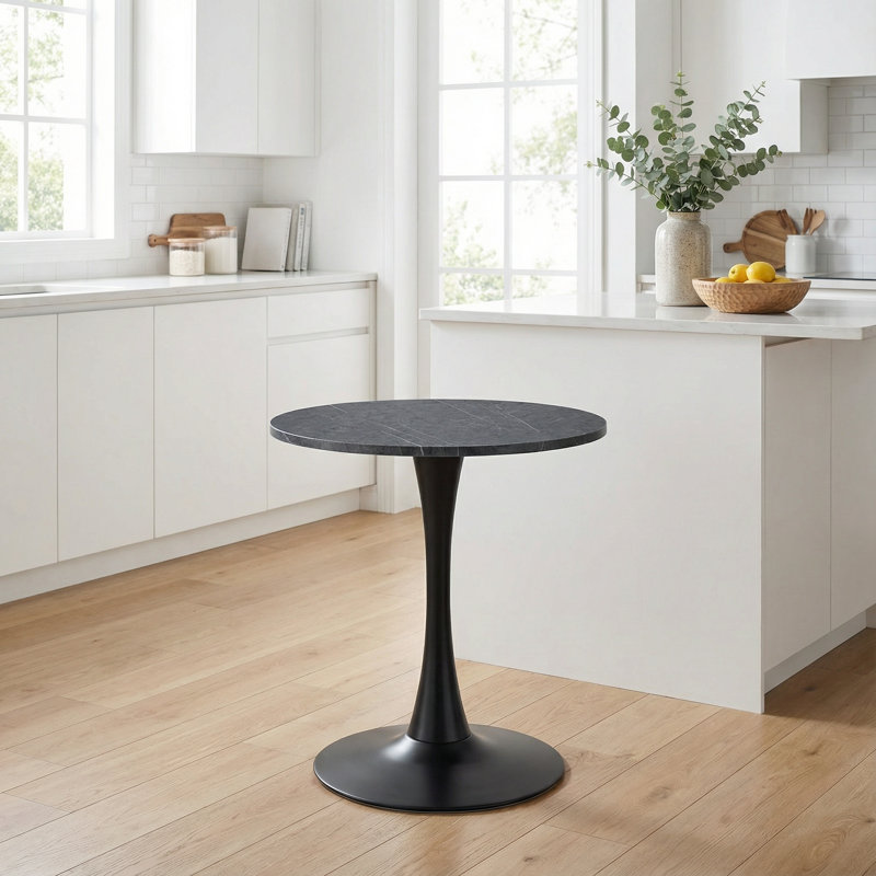 Table de salle à manger à piédestal moderne avec plateau en faux marbre pour la cuisine, le salon et les petits espaces
