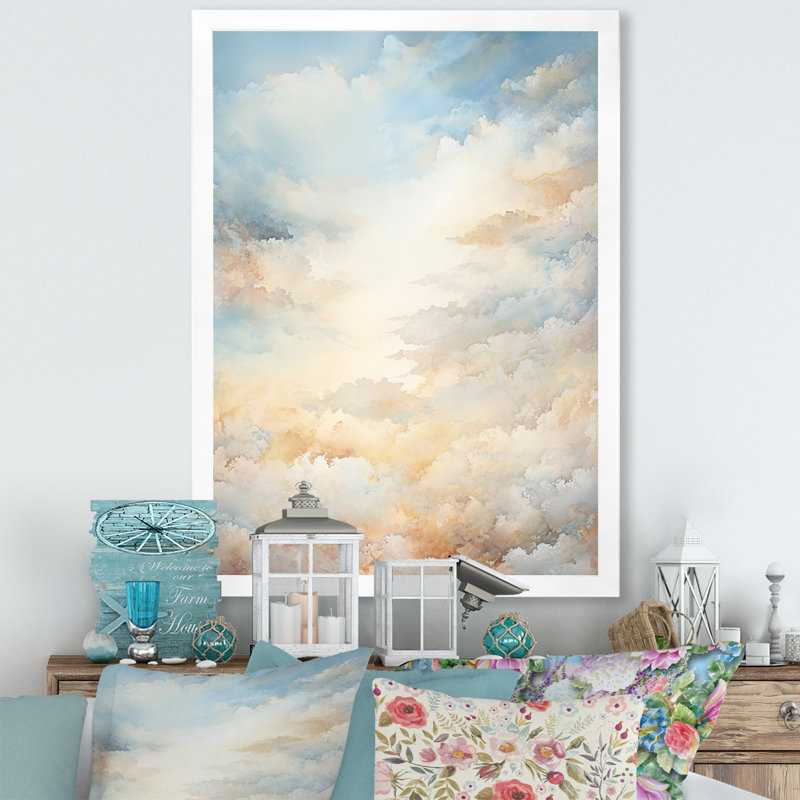 " Heavenly Horizons ", White Single Picture Frame, 32" H x 24" W x 1" D