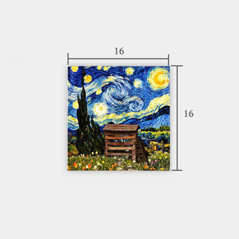 Starry Night Cottage, sans cadre, murale, 16 x 16