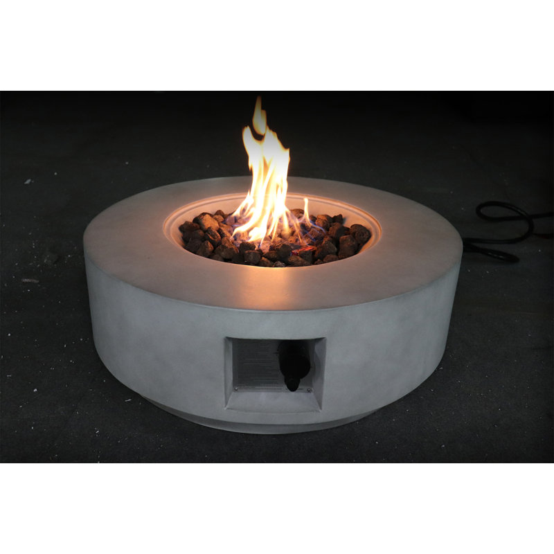 Foyer de table d'extérieur au gaz propane / gaz naturel en béton armé H 11 po x l 30 po avec couvercle CM-1003C