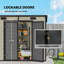 Abri de jardin en plastique 2,44 m x 1,22 m avec portes verrouillables et aérations, brun clair