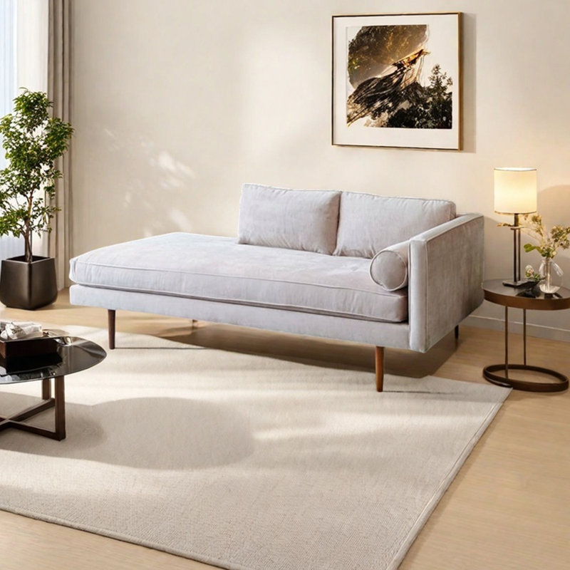 Fauteuil en velours léger et luxueux, Orienté à droite, Beige