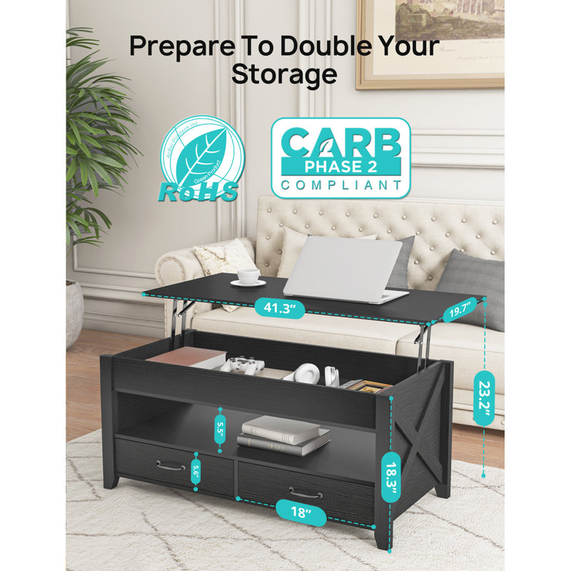 Table basse avec rangement Nerbone, Noir
