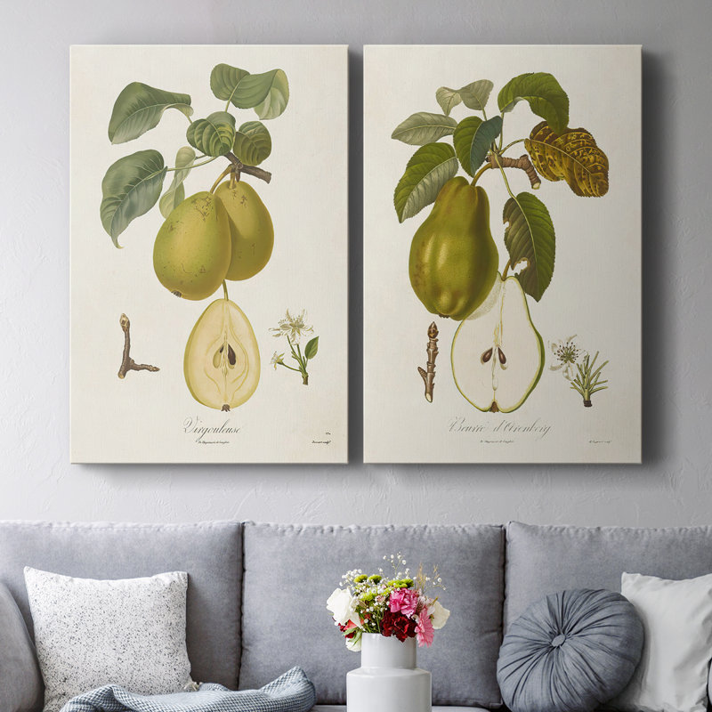 Vintage Pears III - Toile tendue avec châssis de qualité supérieure - Prêt à accrocher, H 48 po x l 64 po