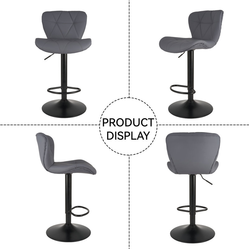 Pet-Friendly Adjustable Height Swivel Bar Stool with Back, Scratch-Resistant Tech Fabric, Footrest and Black Metal Base – Durable Bar Chair for Kitchen Island, Dining Bar, Cat & Dog Owners