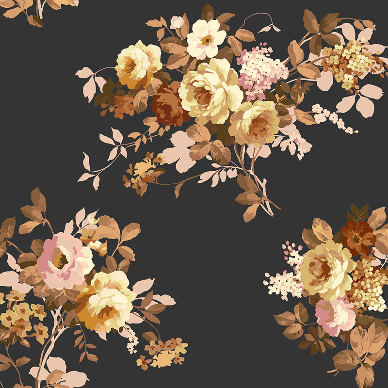 Wild Rose Peel & Stick Wallpaper, Black