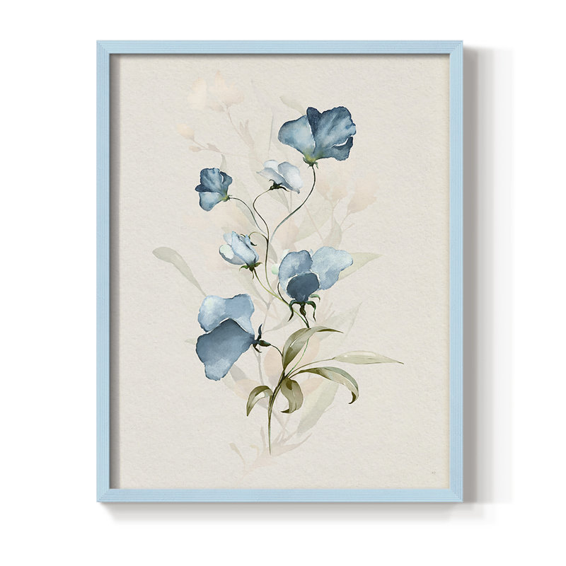 Sweet Pea I, reproduction encadrée - bois massif, H 11 po x l 9 po, Bleu