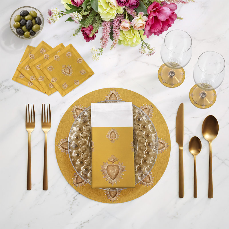 Ex Vote Cotton Sateen Cocktail Napkins, Gold
