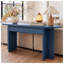 OMCHOM Console de style Mid-Century moderne de 63 pouces avec 2 tiroirs, table d'entrée cannelée en bleu