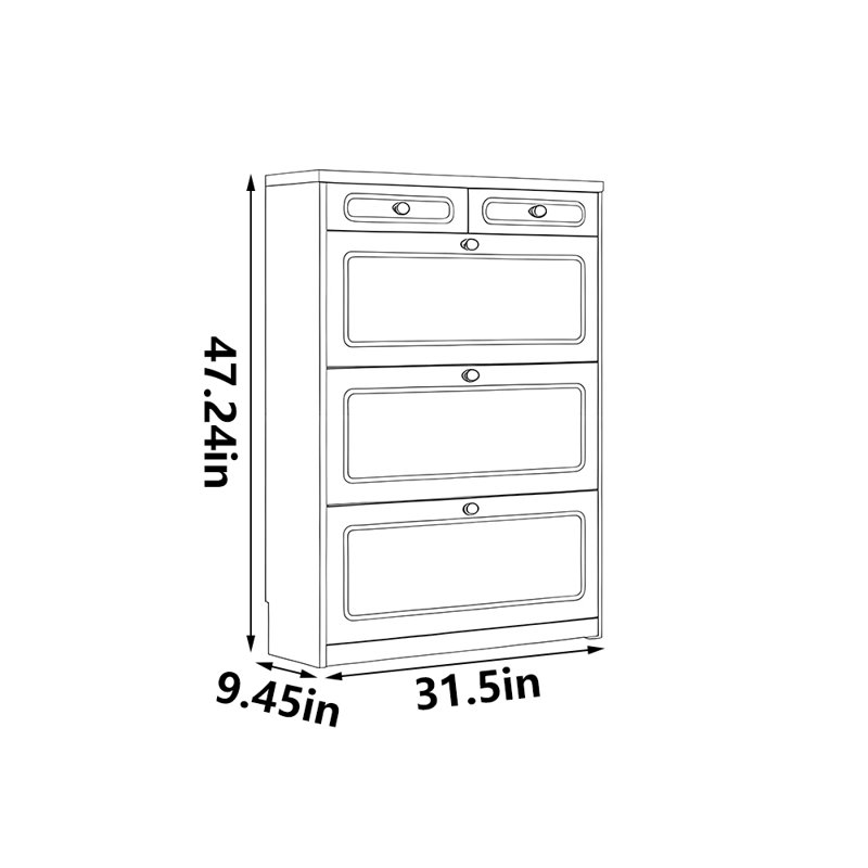 Fashionable home storage shoe cabinet, 47.24" H x 31.5" W x 9.45" D