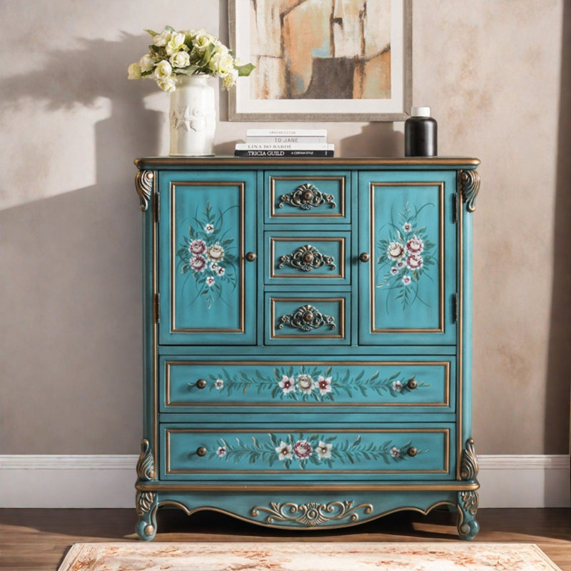 Retro multi-functional painted accent cabinet