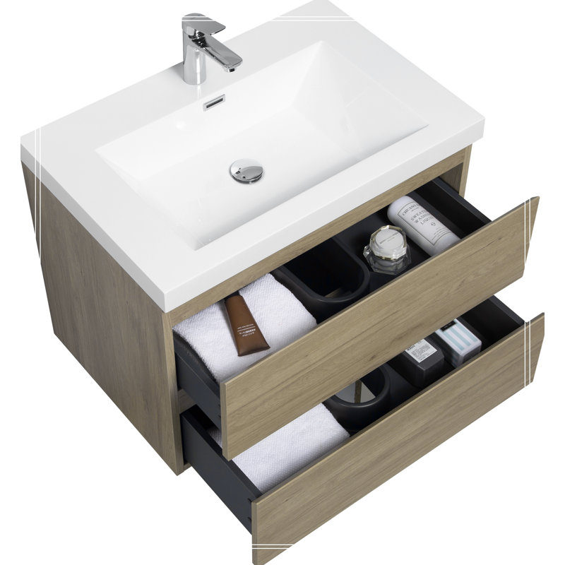 Meuble-lavabo mural 30 po avec lavabo, meuble-lavabo mural moderne