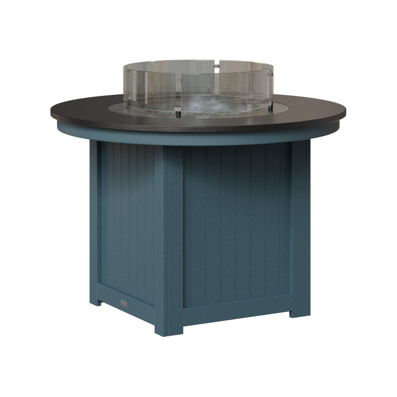 Foyer de table rond Berlin Donoma, H 37 po x l 44 po x P 44 po, Plateau martelé noir avec base en ardoise