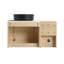 Meuble-lavabo mural 36 po avec lavabo d'art en céramique et tablettes de rangement, porte à fermeture en douceur, emballage KD, contreplaqué