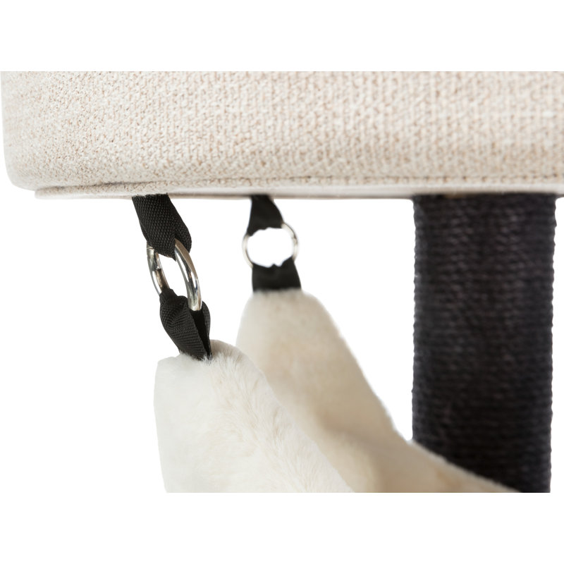 Cream and Black Sisal Freestanding Cat Tree with Hammock