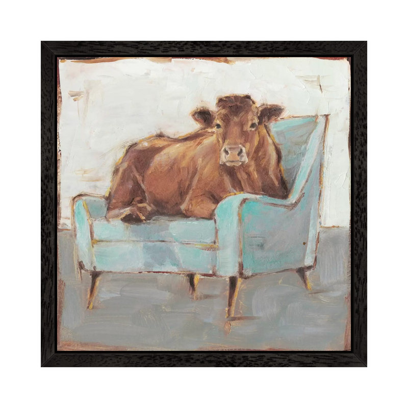 Moo-ving In IV by Ethan Harper - Single Picture Frame Print on Canvas, Black Framed, 93.98 cm H x 93.98 cm W
