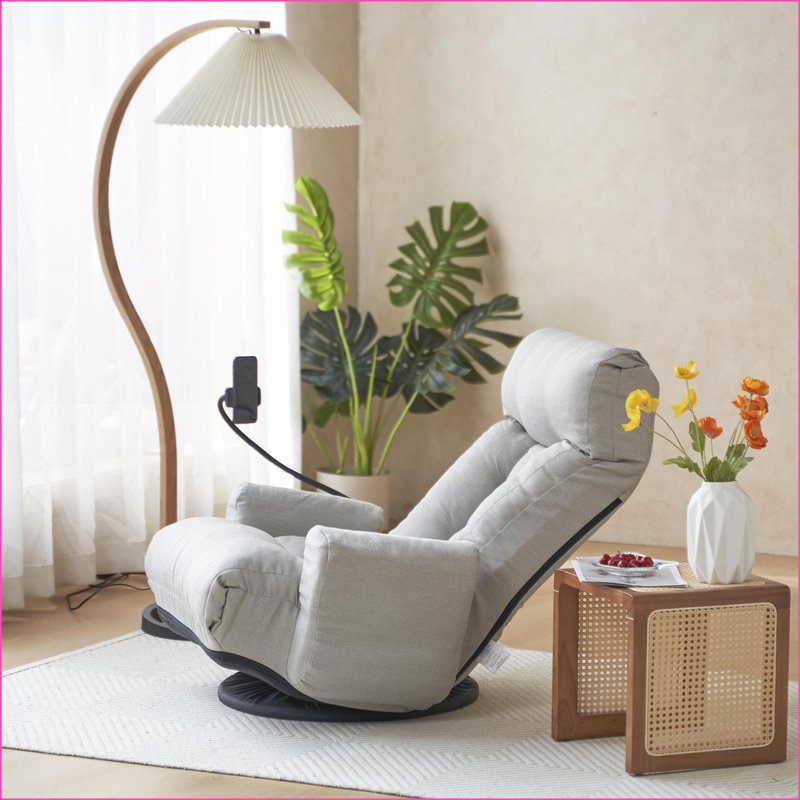 Adjustable Lazy Lounge Chair - 360° Rotatable Sofa for Living Room, Game Room | Gray | Curved, Gray