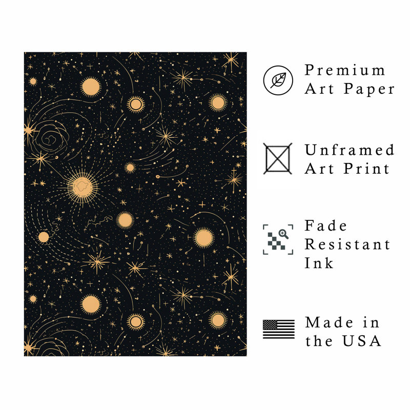 «Astronomie and Space Stars», reproduction d'art moderne sans cadre, H 14 po x l 11 po