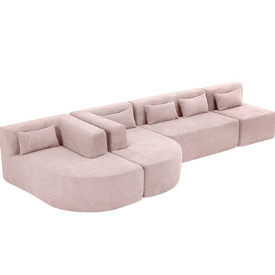 144 pouces avec modules combinés roses, deux chaises longues amovibles, cinq coussins de dossier et un équilibre parfait entre les rebonds de soutien et le tissu d'ameublement Boucle