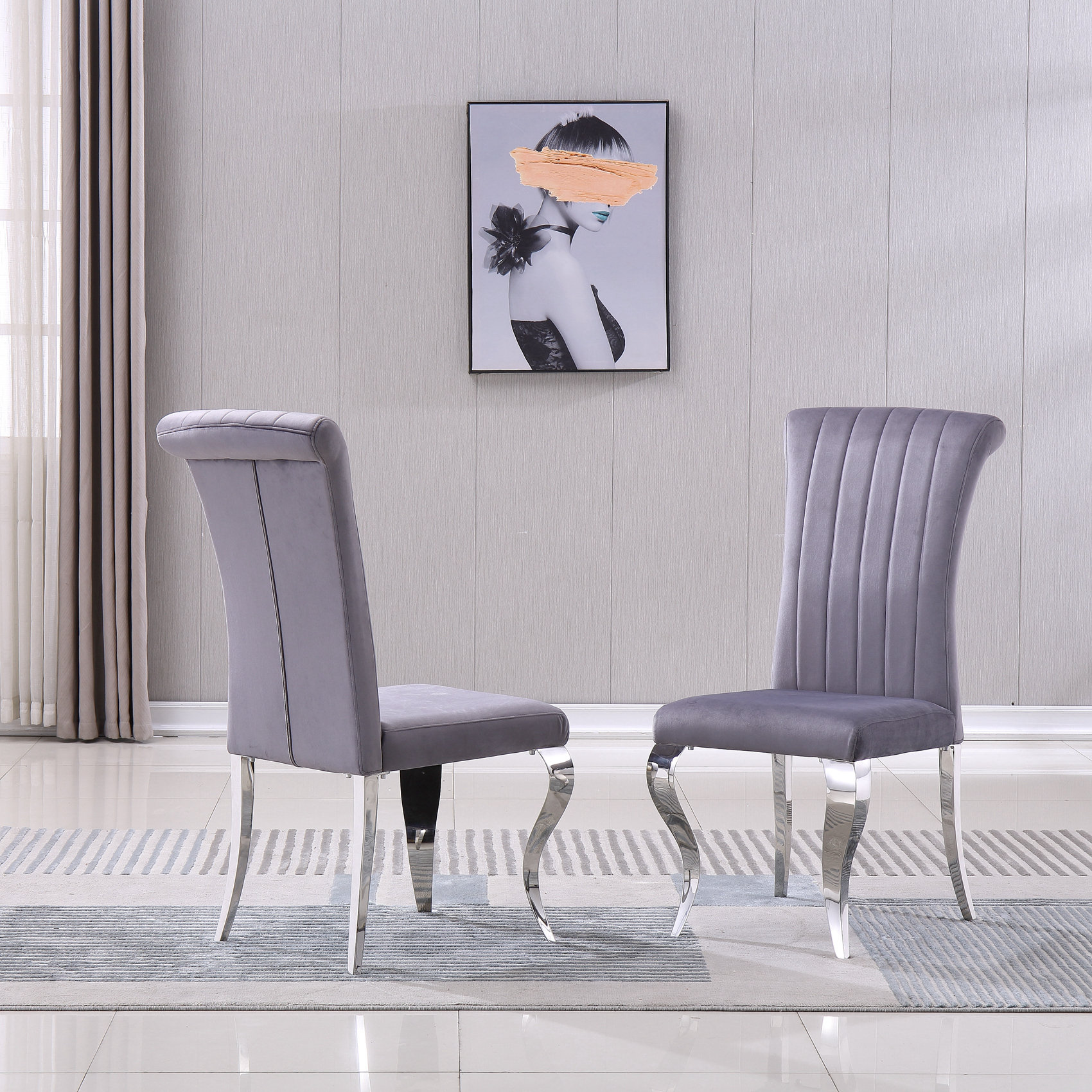 Wayfair grey best sale velvet chair