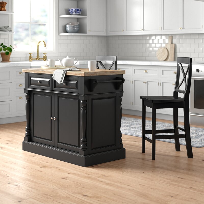 Three Posts™ Diamondback Wood Kitchen Island Set & Reviews | Wayfair