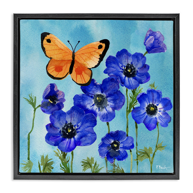 Cadre flottant Poetic Monarch Butterfly, design par Paul Brent, Cadre flottant noir de jais, H 18 po x l 18 po