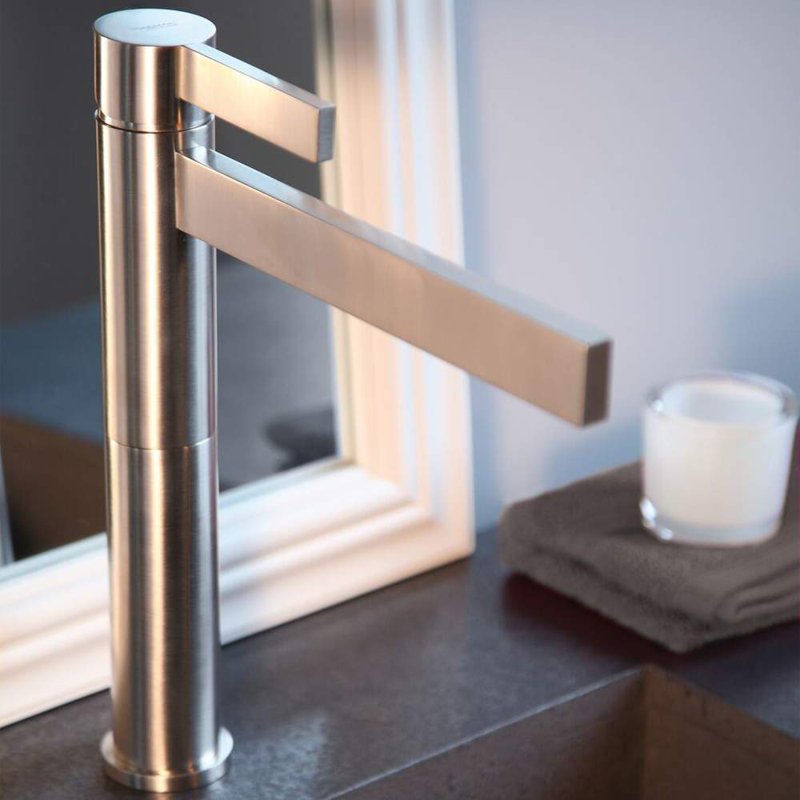 Sorrento Single Hole Bathroom Faucet, Satin Gold