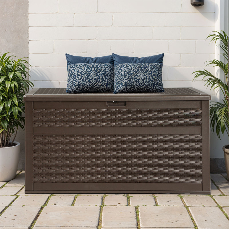 Coffre de terrasse verrouillable en résine l 63,4 po Edrosie Inc, Brun