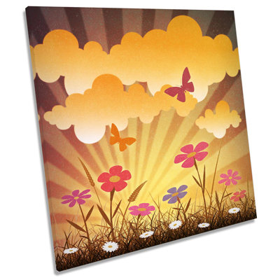 Z2250 Floral Flower Vintage Picture - Wrapped Canvas Art Prints