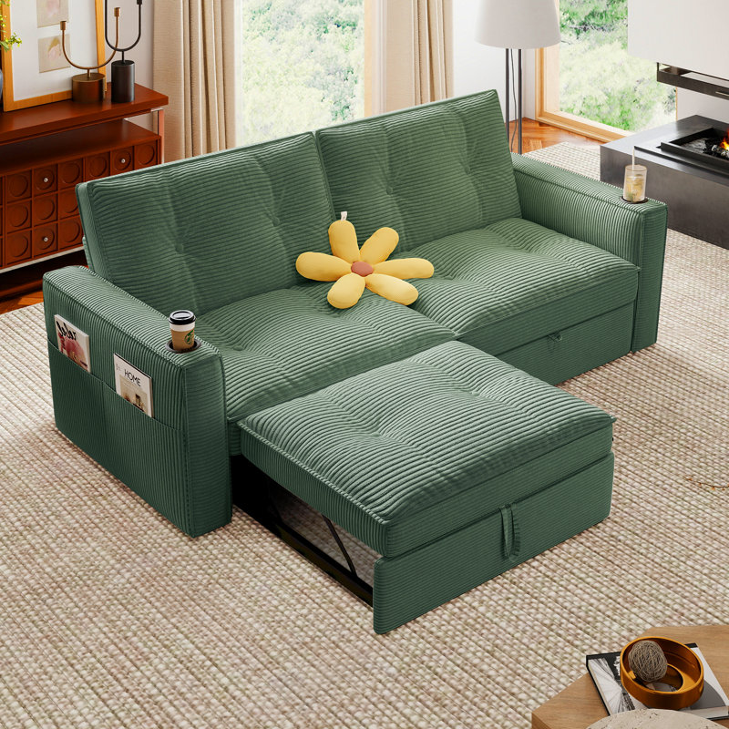 Canapé-lit convertible 2-en-1 Ce canapé-lit polyvalent en tissu velours est idéal pour les salons, les chambres à coucher, les appartements et les espaces compacts.