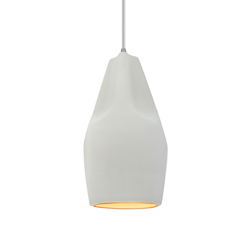 Radiance - grand luminaire suspendu 1 lumière Crease - blanc mat avec intérieur champagne doré - laiton antique - ampoule remplaçable - cordon blanc