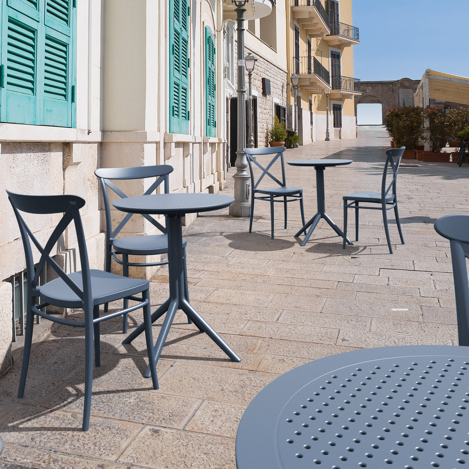 Elodie 24" Patio Bar Table, Dark Gray, 29.5" H x 23.6" W x 23.6" L