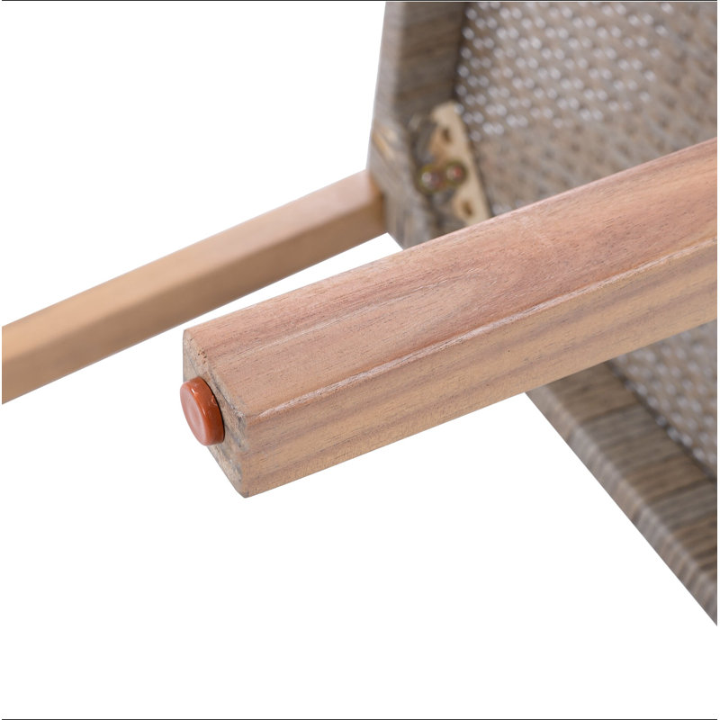 Ensemble de 2 chaises de salle à manger d'extérieur, structure en bois d'acacia teck clair et osier PE brun clair, idéal pour les patios et les jardins