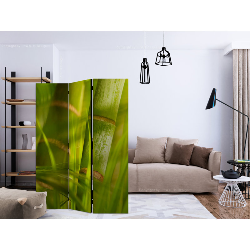 Halle-Jade 135cm W x 172cm H 3 - Panel Solid Wood Folding Room Divider