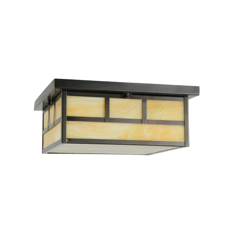 Plafonnier encastré en verre Dragica, Brun artisanal, Beige