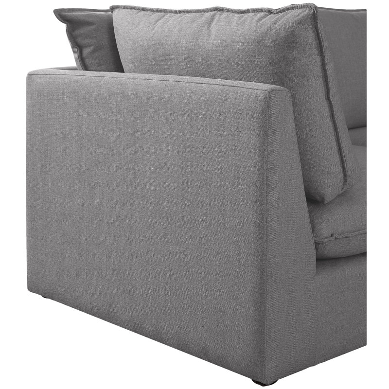 Canapé modulaire symétrique de 120 po de largeur Tupman, Tissu gris texturé en lin