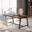70,87 po, table de conférence rectangulaire moderne pour 6 à 8 personnes, bureau de direction avec structure en métal durable, grande surface de travail pour la collaboration entre la salle de conférence et l'équipe - brun rustique et noir-125902903