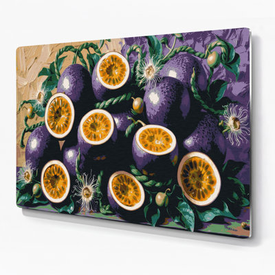 Fruit Passion Fruit Gray Metal Wall Art